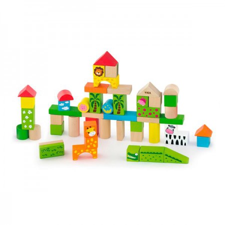 Дерев'яні кубики Viga Toys Зоопарк, 50 шт., 3 см (FA12 - 652)