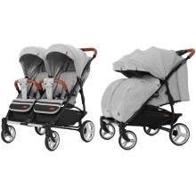 Прогулянкова коляска CARRELLO Connect CRL-5502 Rock Gray для двійні + дощовик KA12694