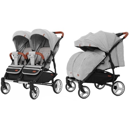 Прогулянкова коляска CARRELLO Connect CRL-5502 Rock Gray для двійні + дощовик KA12694