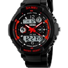 Чоловічий спортивний водостійкий тактичний годинник Skmei S-Shock Red 0931R