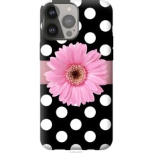 Чохол на iPhone 13 Pro Max Білий горошок на чорному