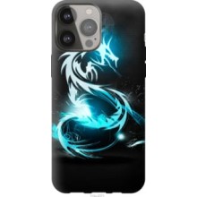 Чохол на iPhone 13 Pro Max Біло-блакитний вогняний дракон